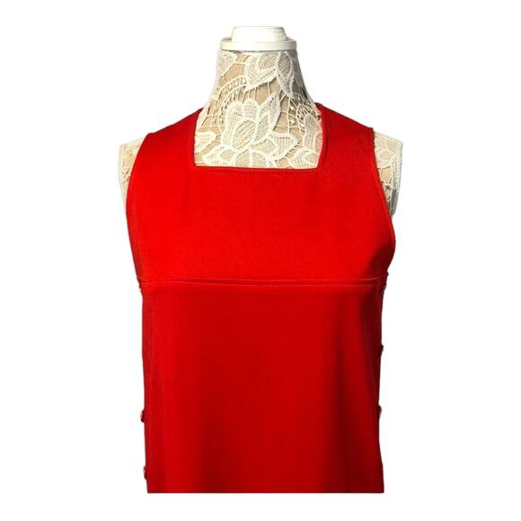 Vintage SEARS 1970 jumper dress with pockets and buttons downside in red size 12 - Picture 6 of 12